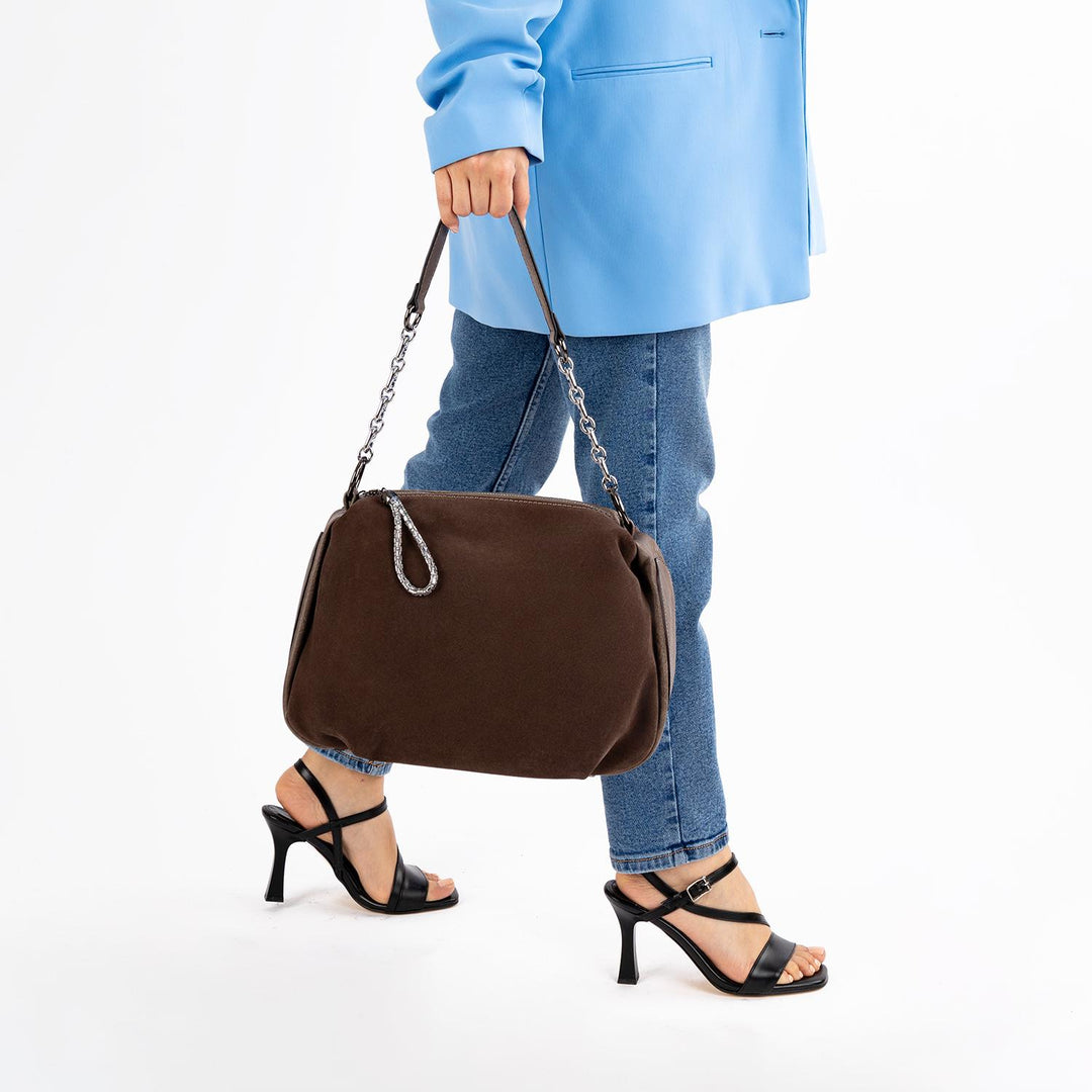 Insigne Women's Genuine Suede Chain Strap Shoulder Bag and Crossbody Bag