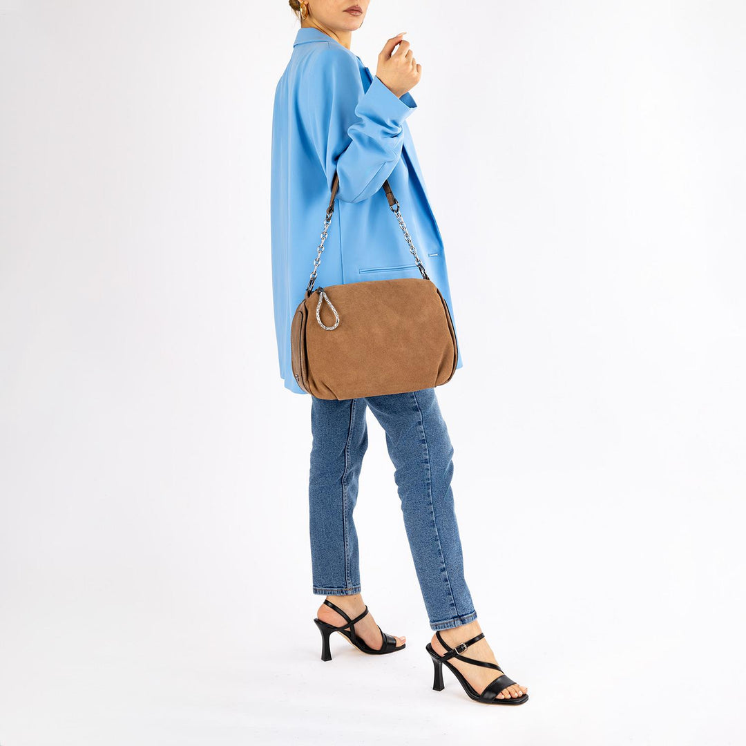 Insigne Women's Genuine Suede Chain Strap Shoulder Bag and Crossbody Bag