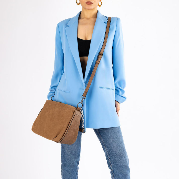 Insigne Women's Genuine Suede Chain Strap Shoulder Bag and Crossbody Bag