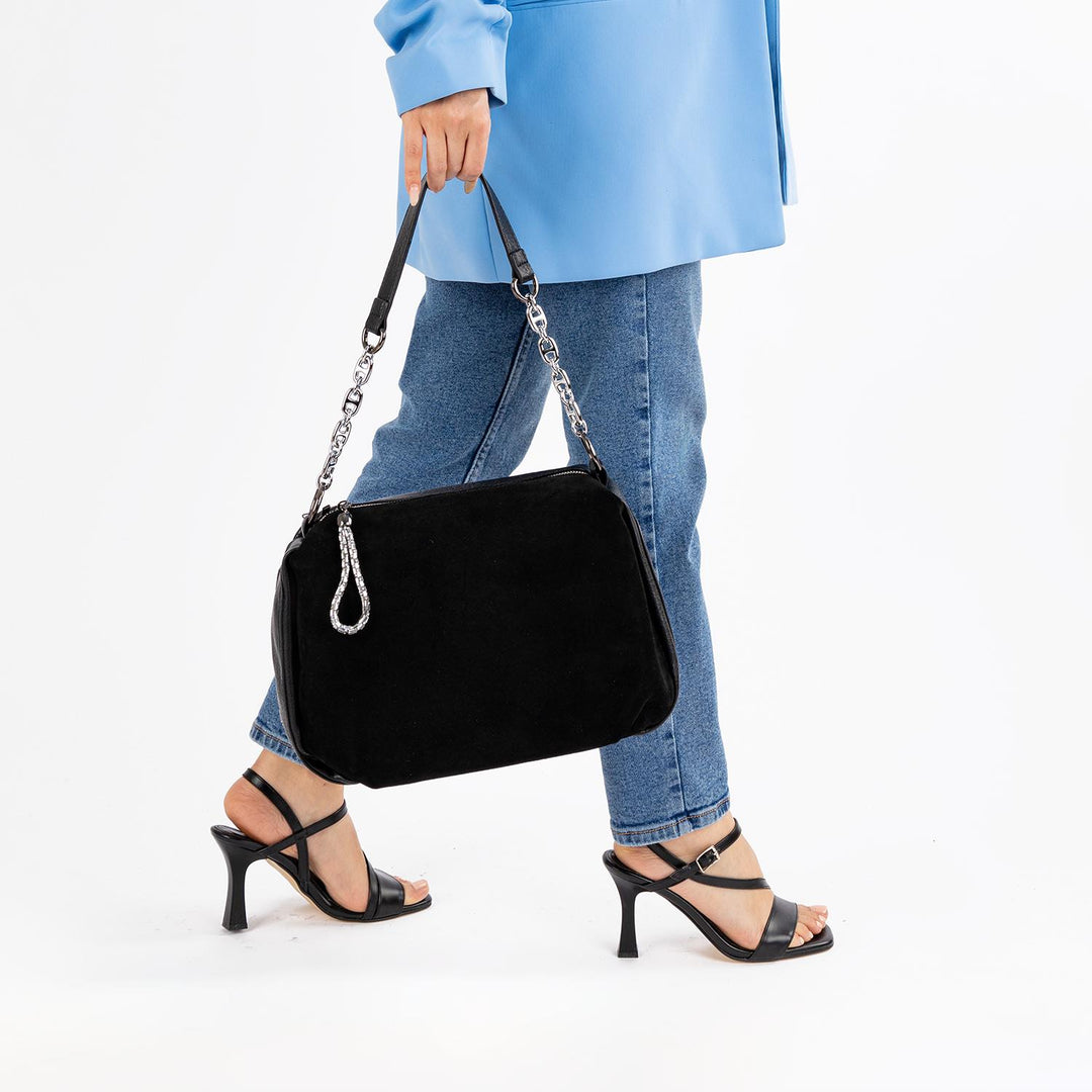 Insigne Women's Genuine Suede Chain Strap Shoulder Bag and Crossbody Bag