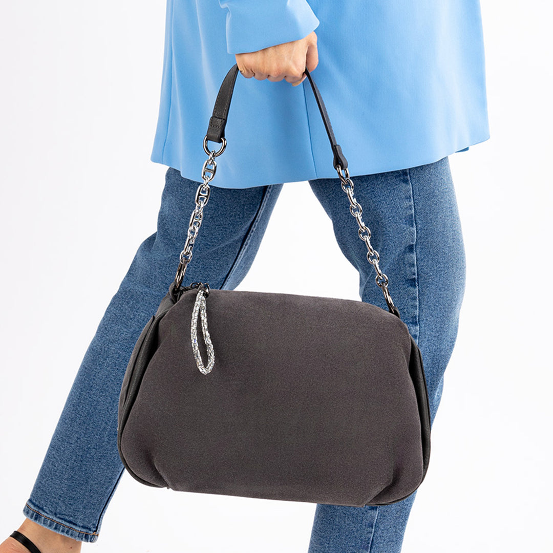 Insigne Women's Genuine Suede Chain Strap Shoulder Bag and Crossbody Bag
