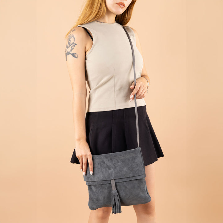 Rolsas Genuine Leather Suede Crossbody Women's Bag