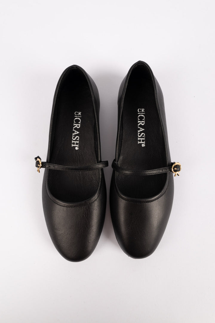 Radon Women's Genuine Leather Black Ballerina Shoes