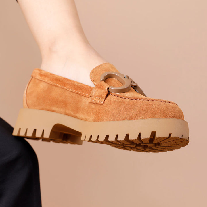Lesanna Women's Tan Suede Genuine Leather Loafer Shoes