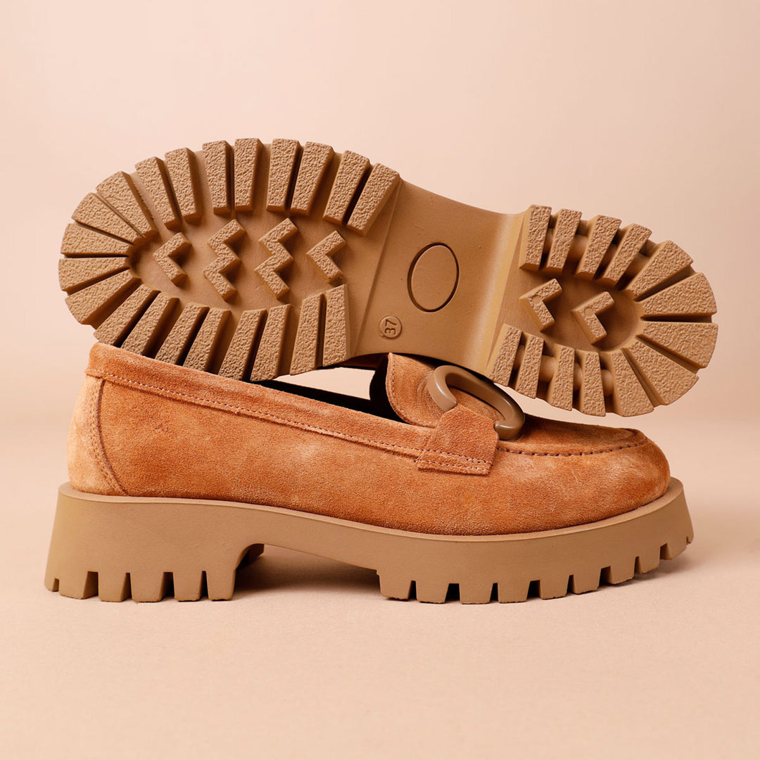 Lesanna Women's Tan Suede Genuine Leather Loafer Shoes