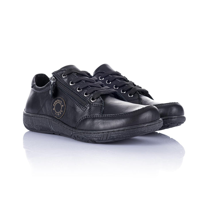 Cosmina Women's Genuine Leather Black Casual Shoes