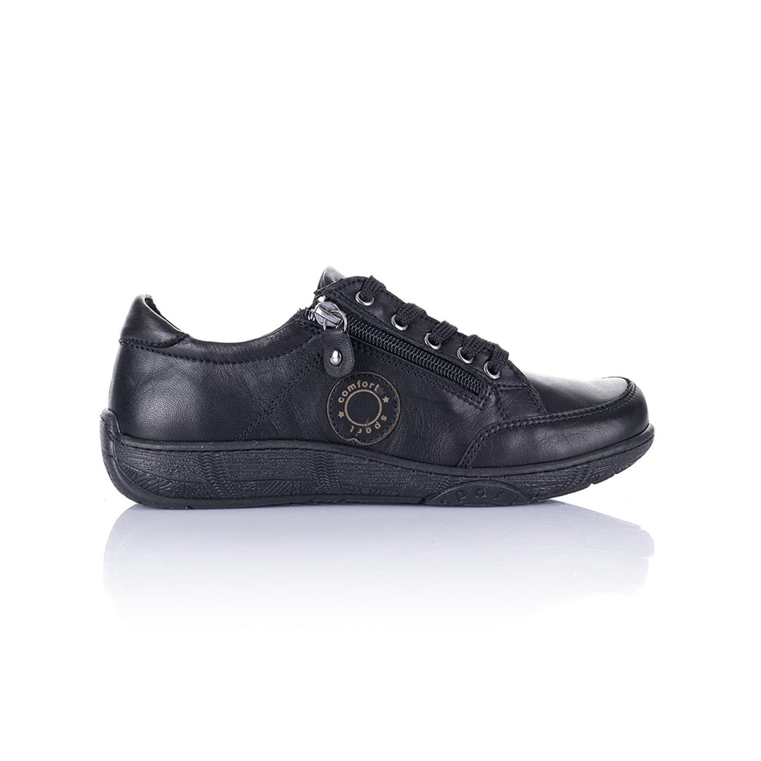 Cosmina Women's Genuine Leather Black Casual Shoes