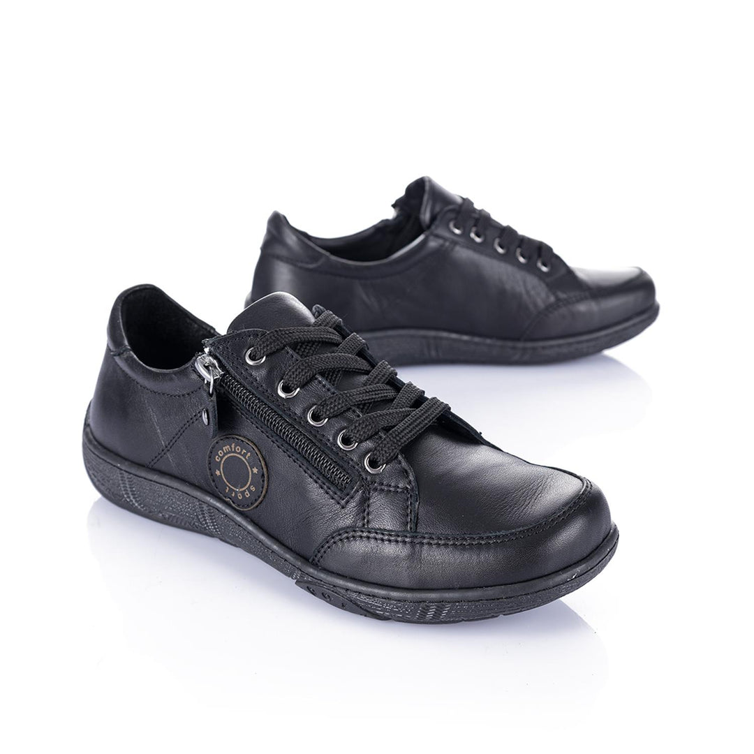 Cosmina Women's Genuine Leather Black Casual Shoes