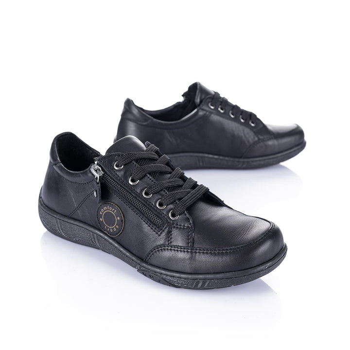 Cosmina Women's Genuine Leather Black Casual Shoes