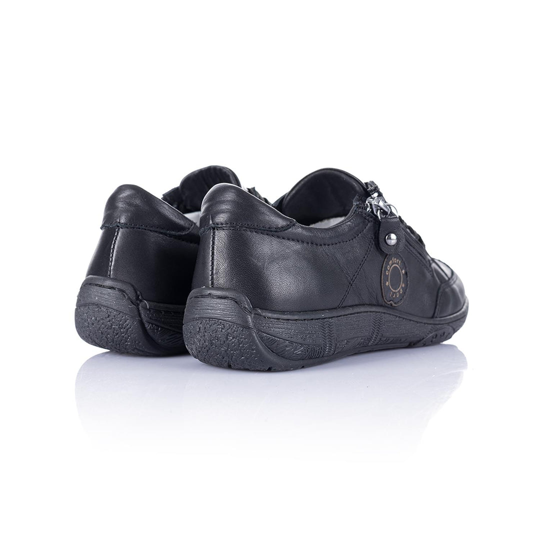 Cosmina Women's Genuine Leather Black Casual Shoes