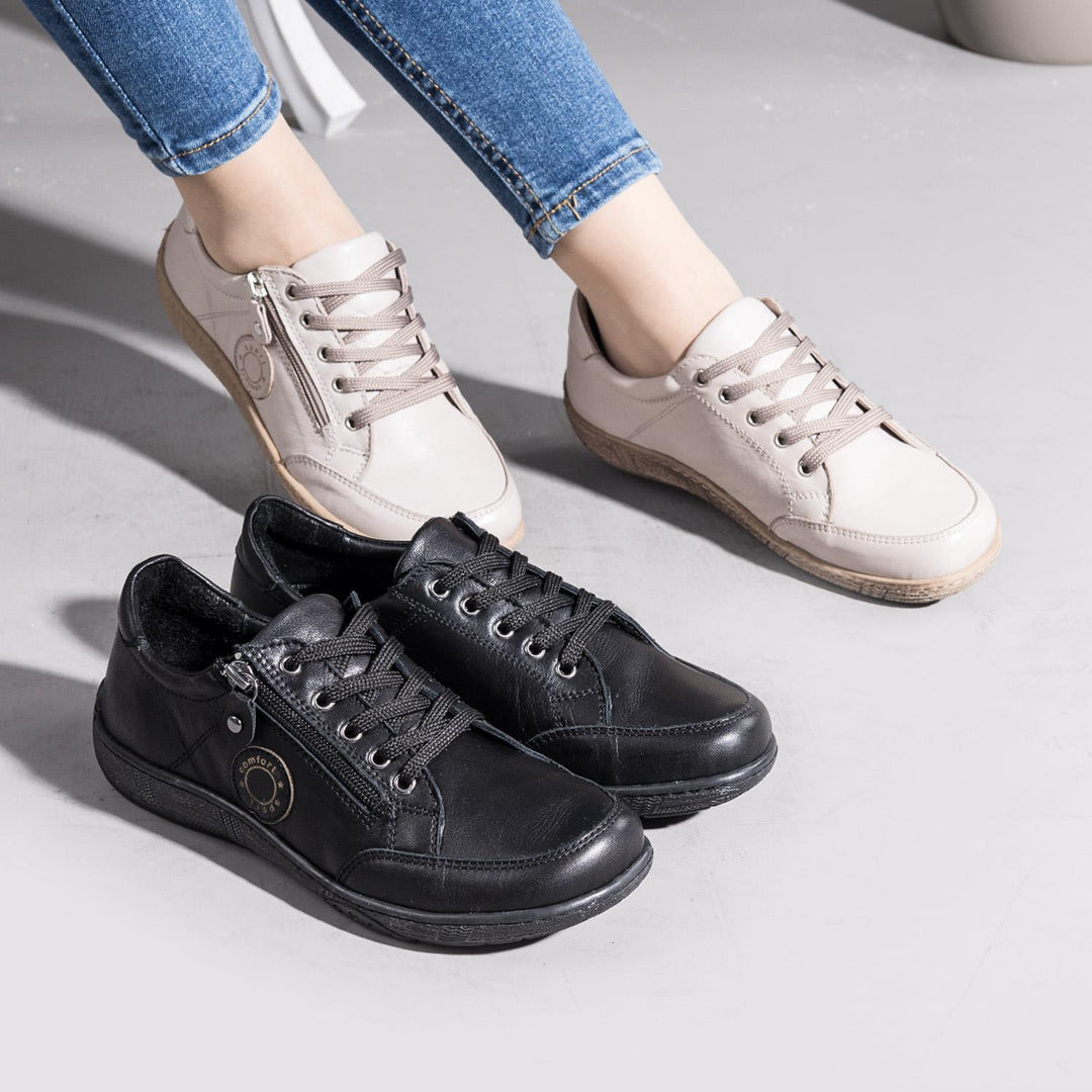 Cosmina Women's Genuine Leather Black Casual Shoes