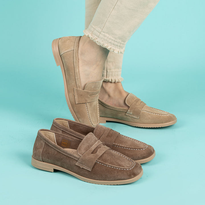 Monk Kadın Süet Bej Loafer Ayakkabı