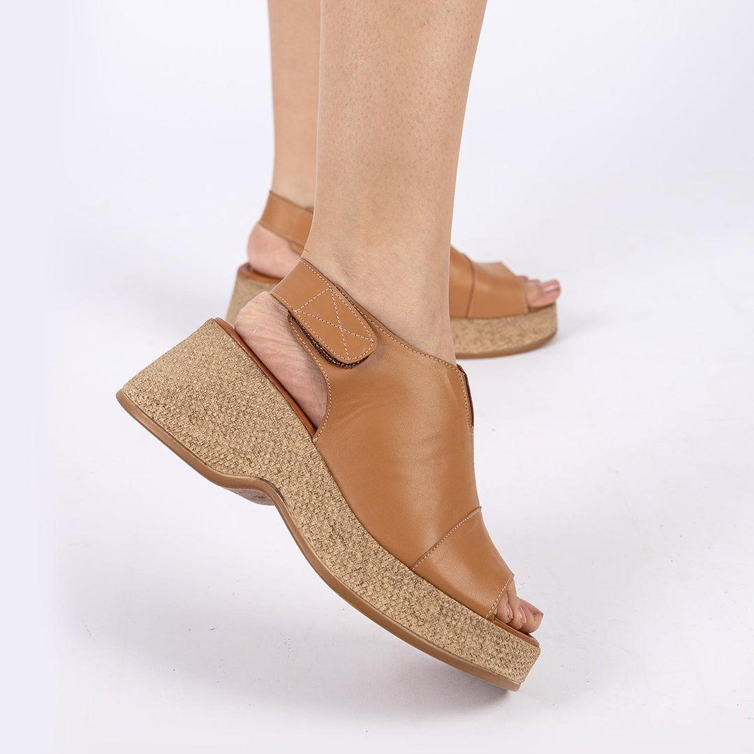 Zaro Women's Genuine Leather Open Toe Tan Sandals