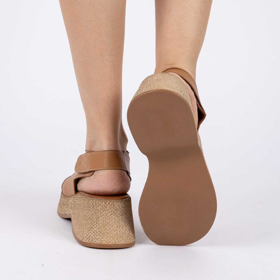 Zaro Women's Genuine Leather Open Toe Tan Sandals