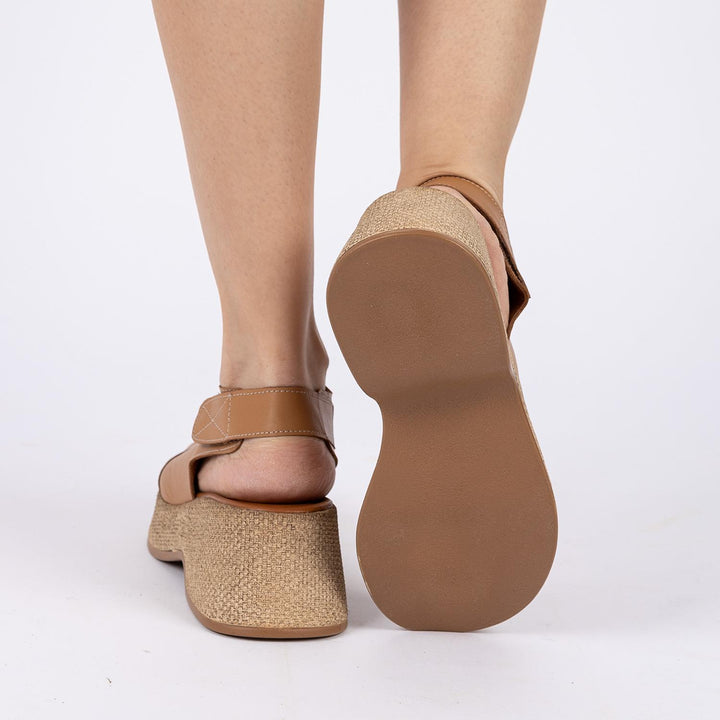 Zaro Women's Genuine Leather Open Toe Tan Sandals