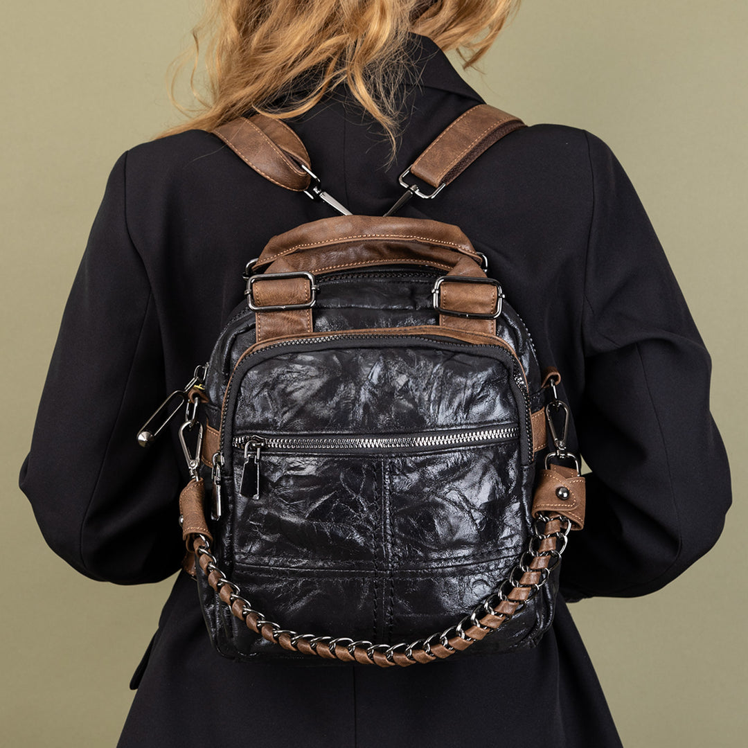 Etna Women's Chain Detailed Crossbody Bag and Backpack