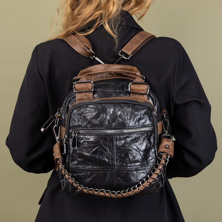 Etna Women's Chain Detailed Crossbody Bag and Backpack