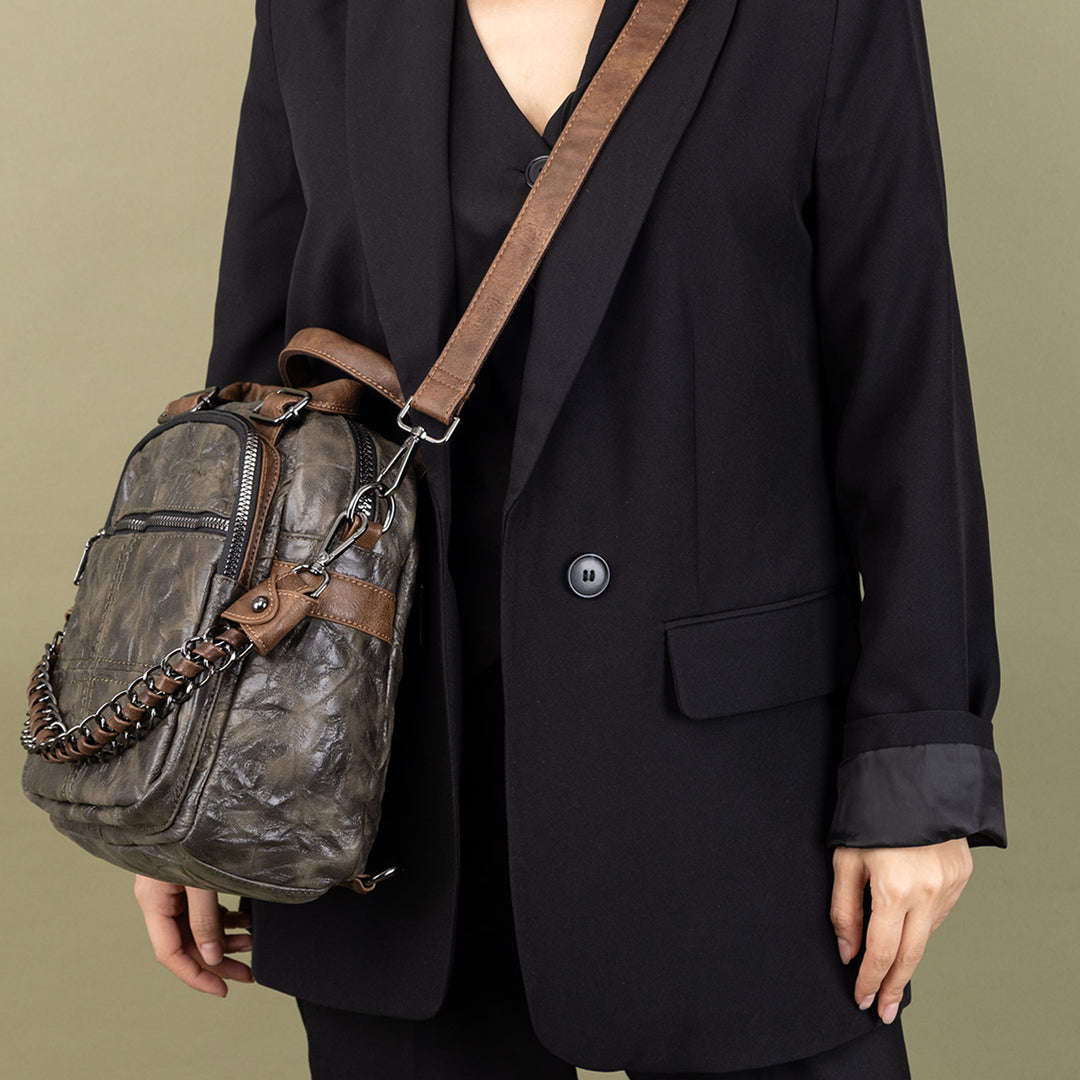 Etna Women's Chain Detailed Crossbody Bag and Backpack