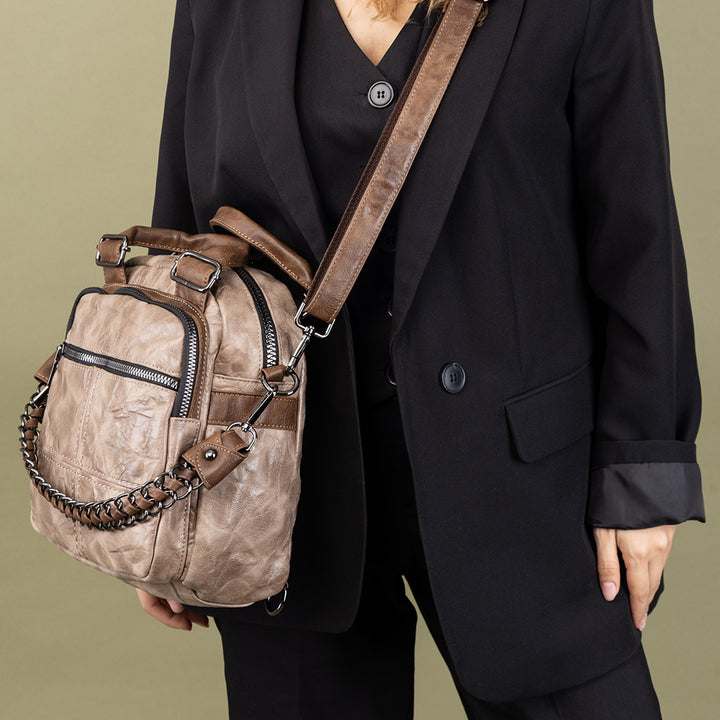 Etna Women's Chain Detailed Crossbody Bag and Backpack