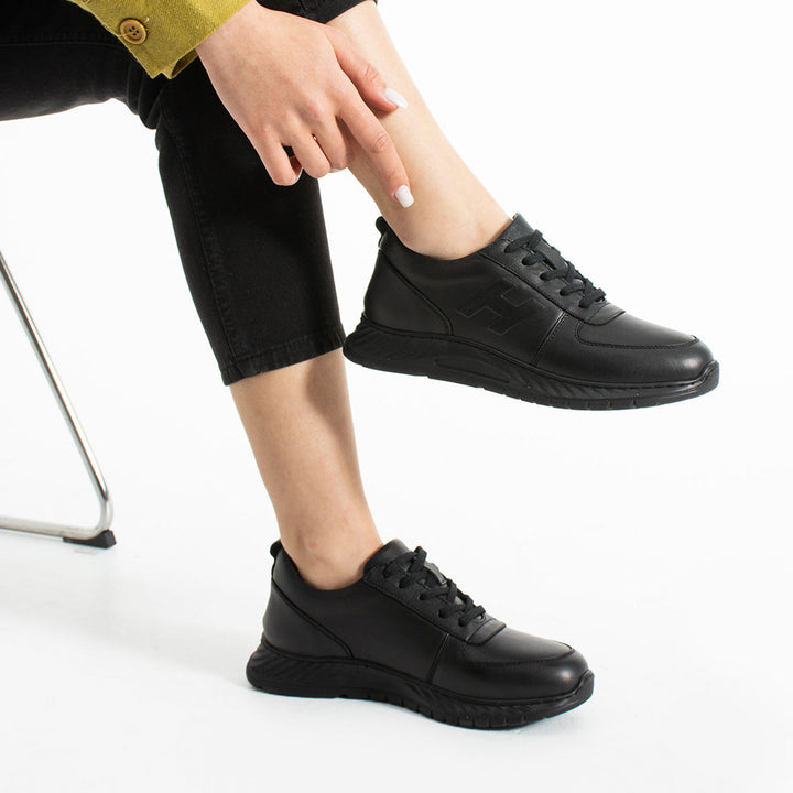 Mead Women's Genuine Leather Black Casual Shoes 