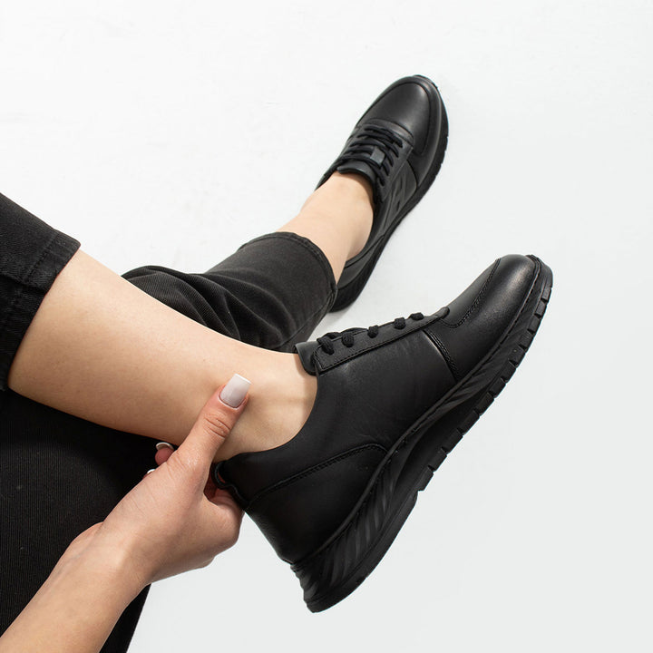 Mead Women's Genuine Leather Black Casual Shoes 