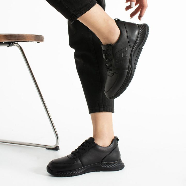 Mead Women's Genuine Leather Black Casual Shoes 