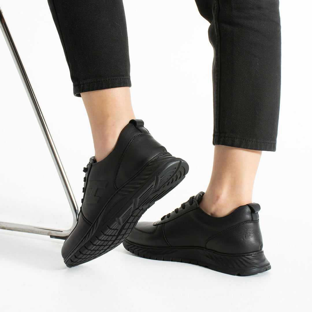 Mead Women's Genuine Leather Black Casual Shoes 