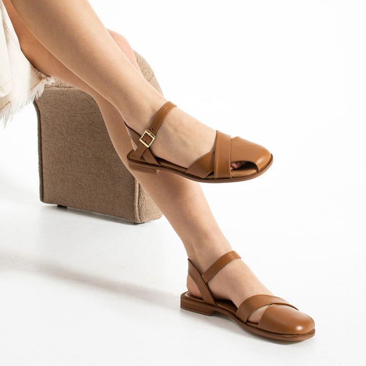 Nash Women's Genuine Leather Tan Sandals