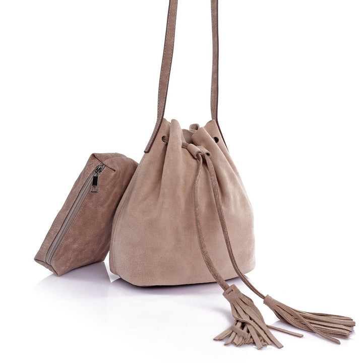 Nikita Women's Genuine Leather Suede Tassel Detailed Crossbody Bag 