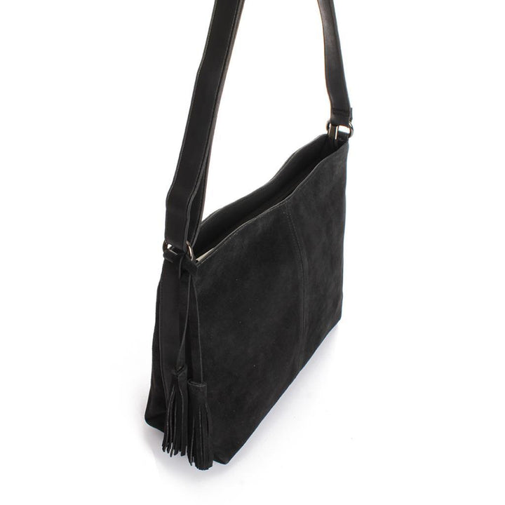 Solva Genuine Leather Suede Crossbody Bag with Tassel Detail