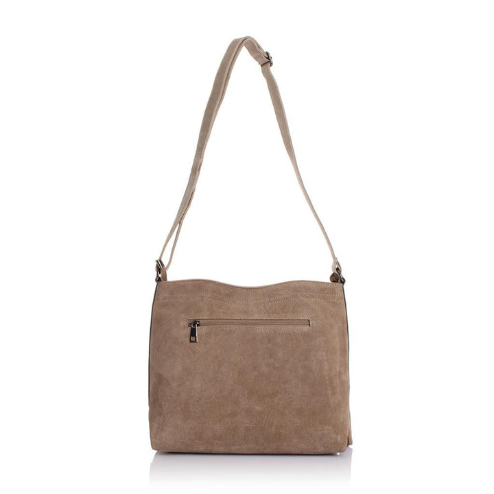 Solva Genuine Leather Suede Crossbody Bag with Tassel Detail