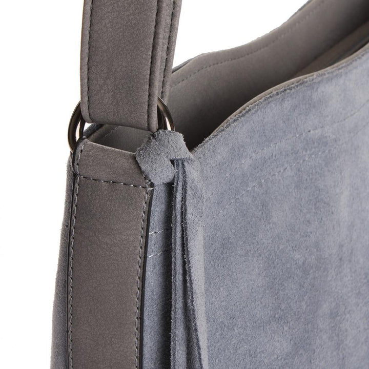 Solva Genuine Leather Suede Crossbody Bag with Tassel Detail