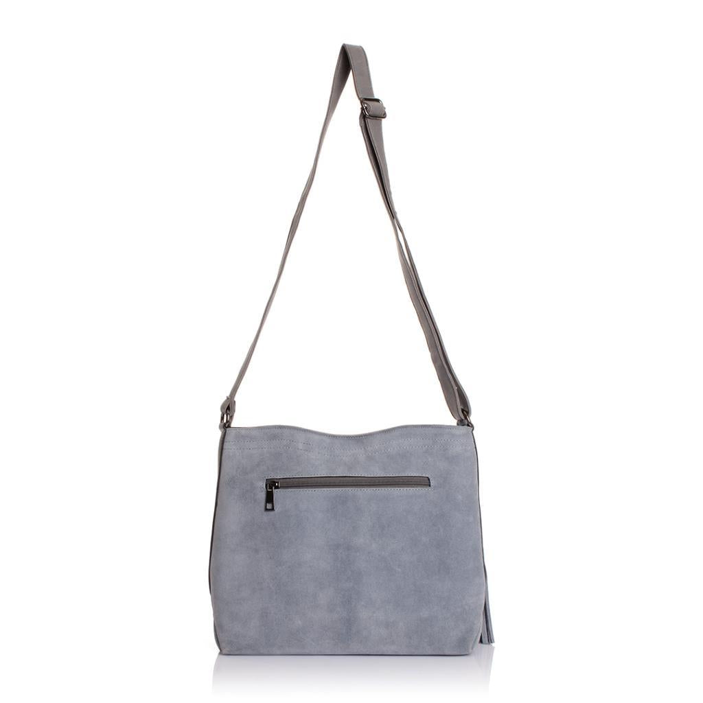 Solva Genuine Leather Suede Crossbody Bag with Tassel Detail